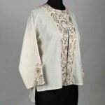 Price and Buy Women’s Linen Manto, Hand-Embroidered with Sequins, Indian Style in Cream - Image 5