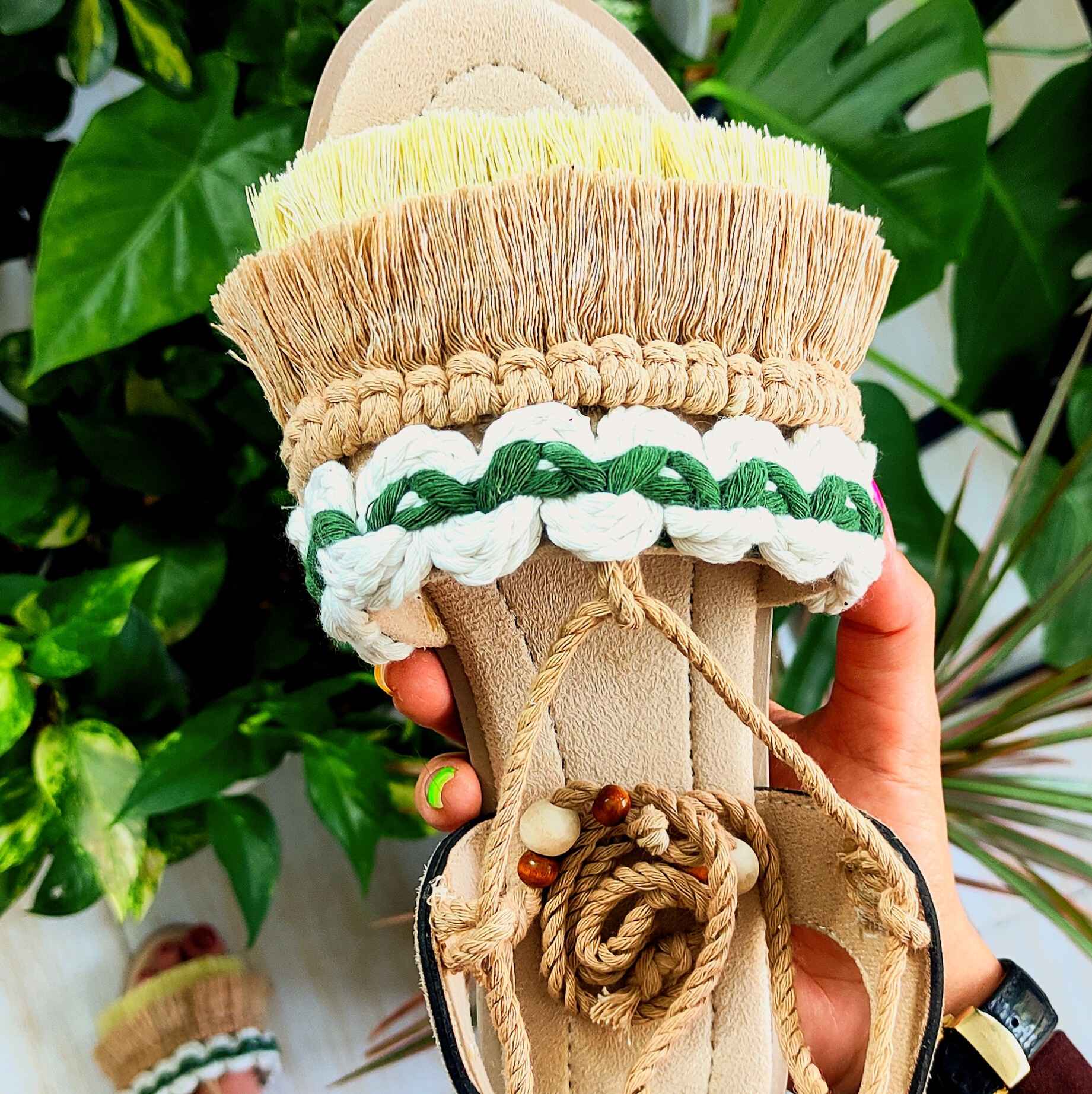 Price and Buy Women’s Macrame Sling Back Sandals Handmade Model Art