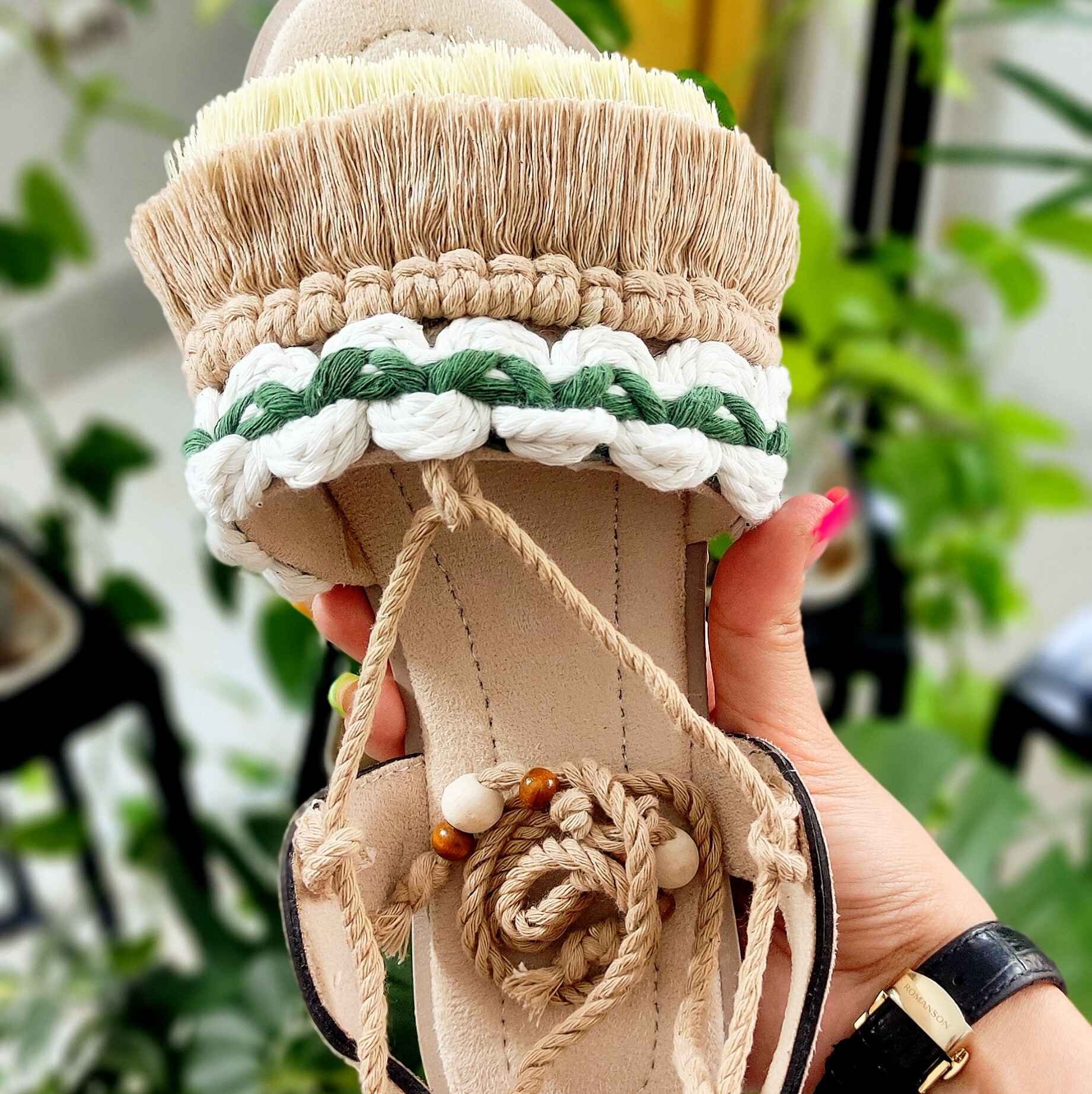 Price and Buy Women’s Macrame Sling Back Sandals Handmade Model Art - Image 6