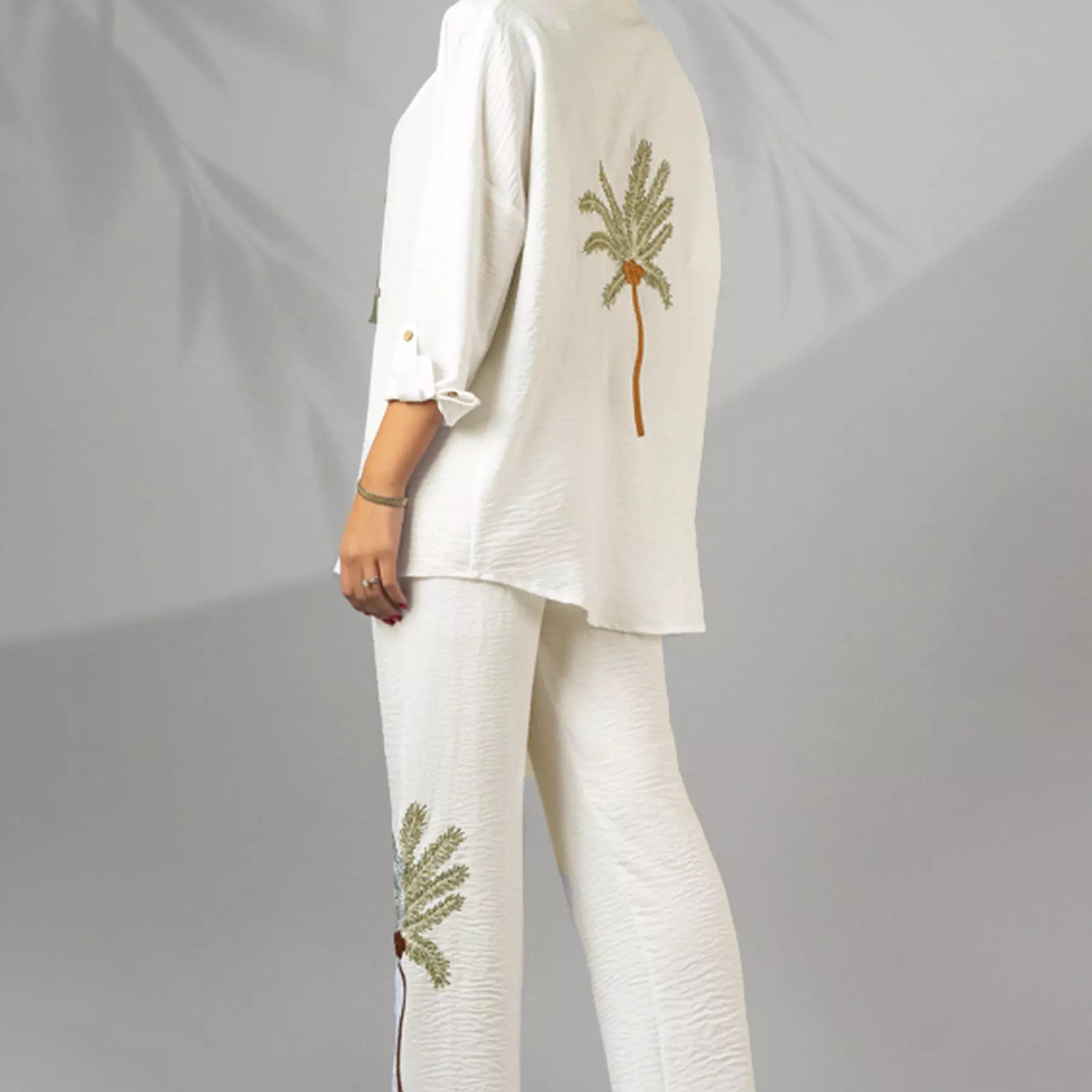 Price and Buy Women’s Manto & Pants Set with Embroidered  Design - Image 4