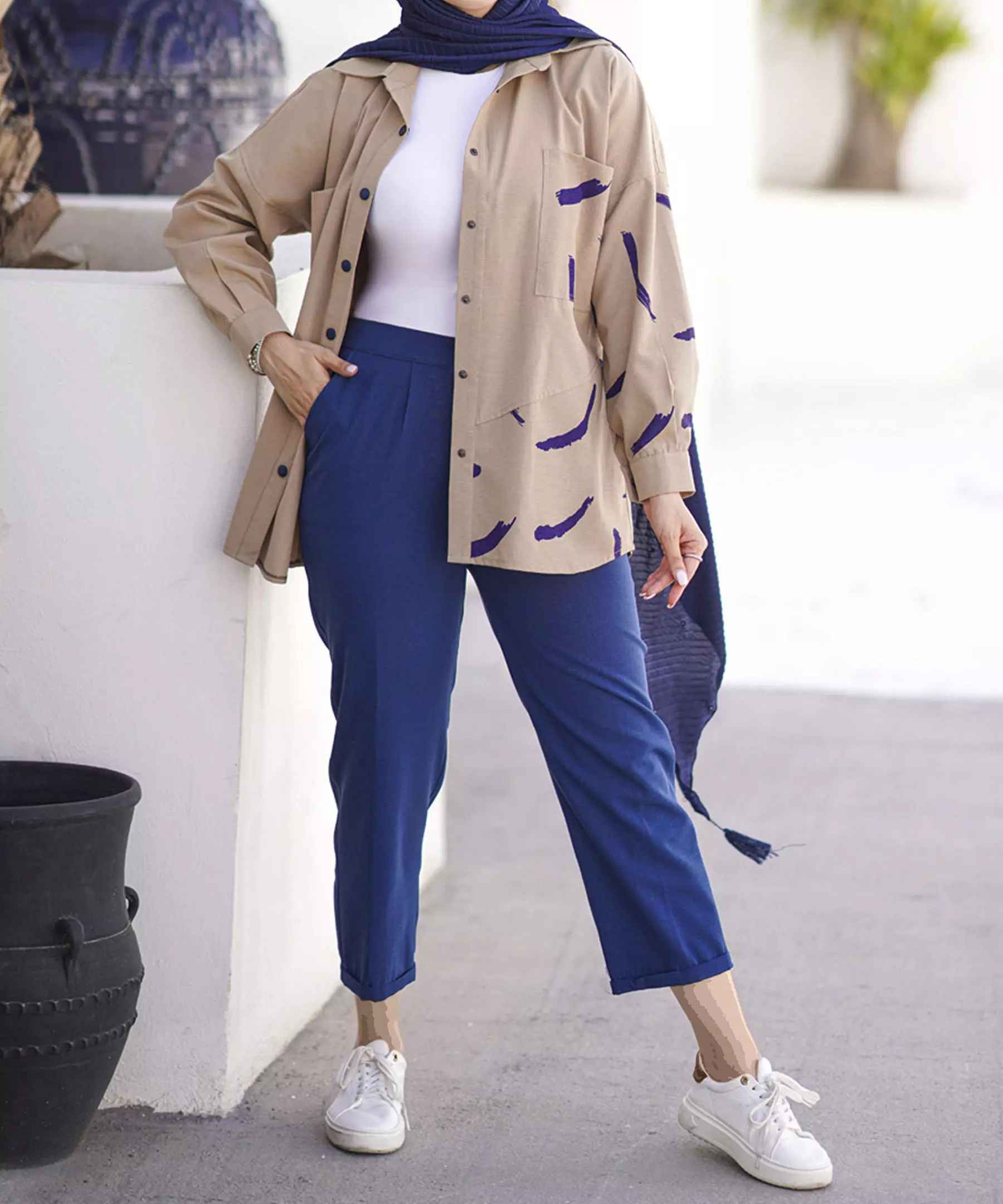 Price and Buy Women’s Manto & Pants Set with Two Pockets on the Chest