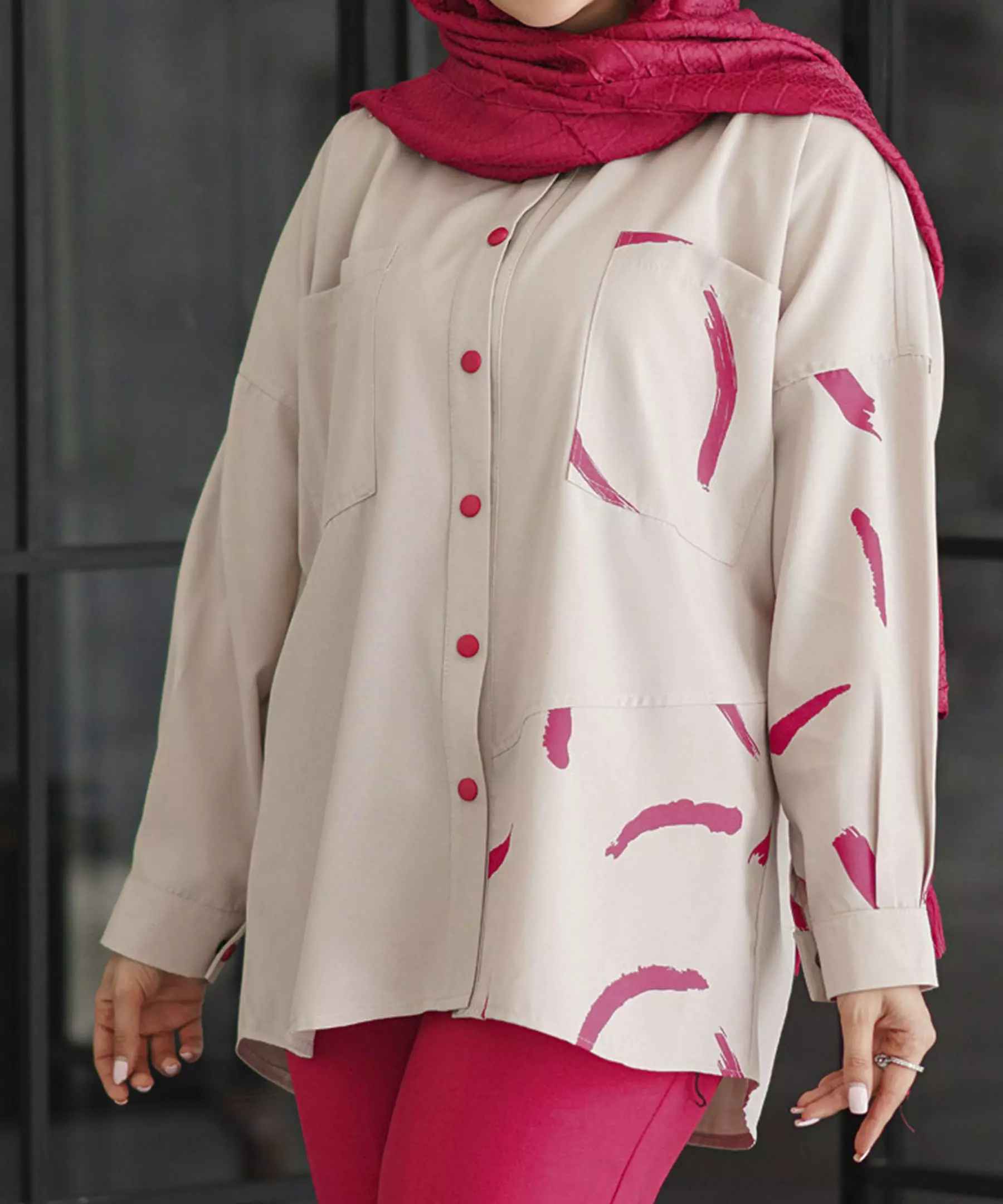 Price and Buy Women’s Manto & Pants Set with Two Pockets on the Chest - Image 3