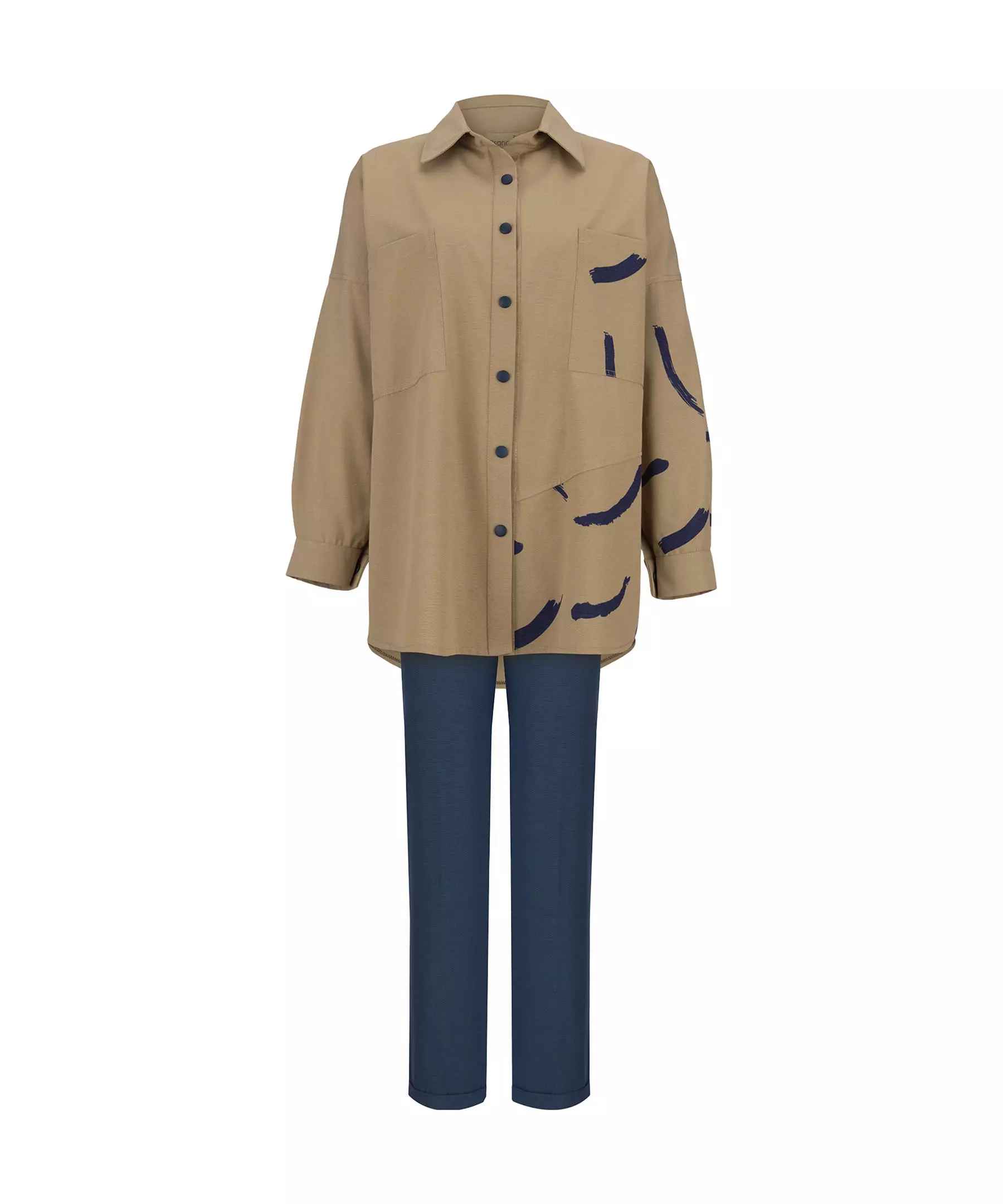 Price and Buy Women’s Manto & Pants Set with Two Pockets on the Chest - Image 9