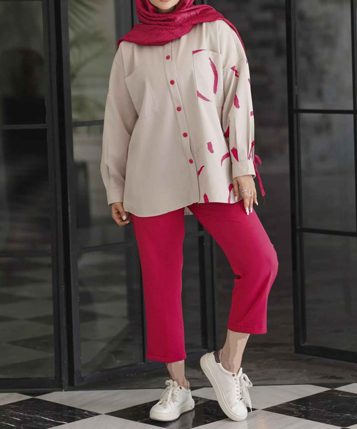 Price and Buy Women’s Manto & Pants Set with Two Pockets on the Chest - Image 13