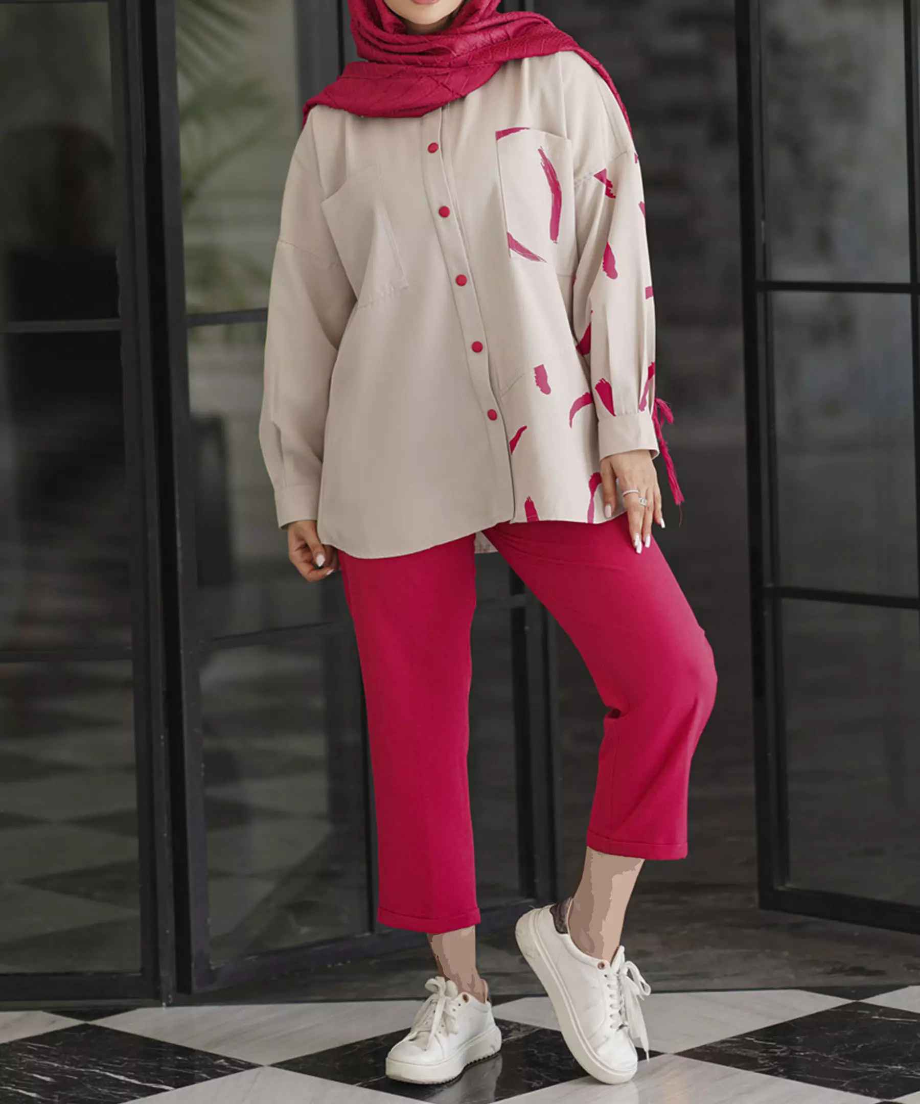 Price and Buy Women’s Manto & Pants Set with Two Pockets on the Chest - Image 13