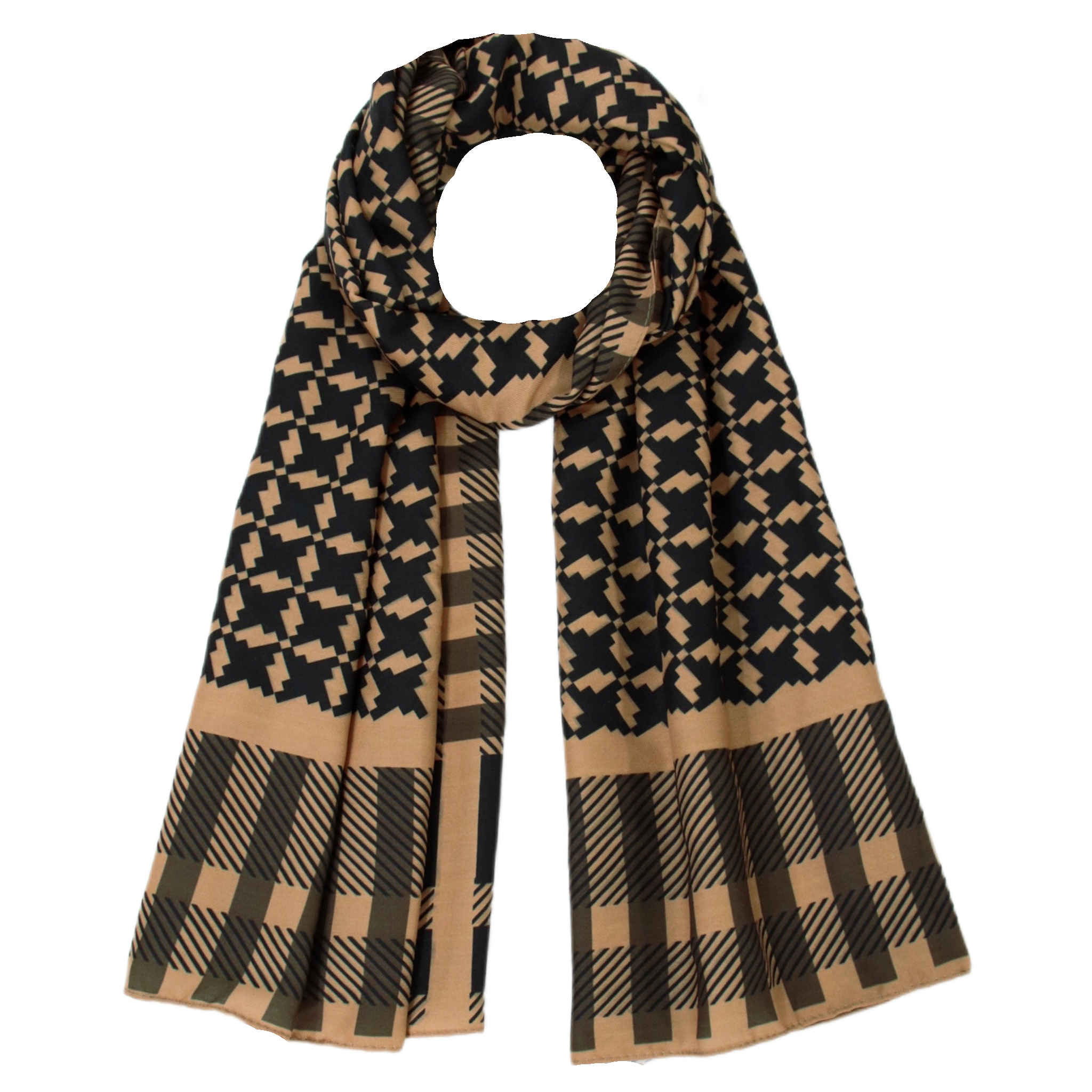 Price and Buy Women’s Patterned Shawl Brown Houndstooth for Fall
