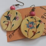 Price and Buy Women’s Round Wooden Earrings Handcrafted with Floral Design