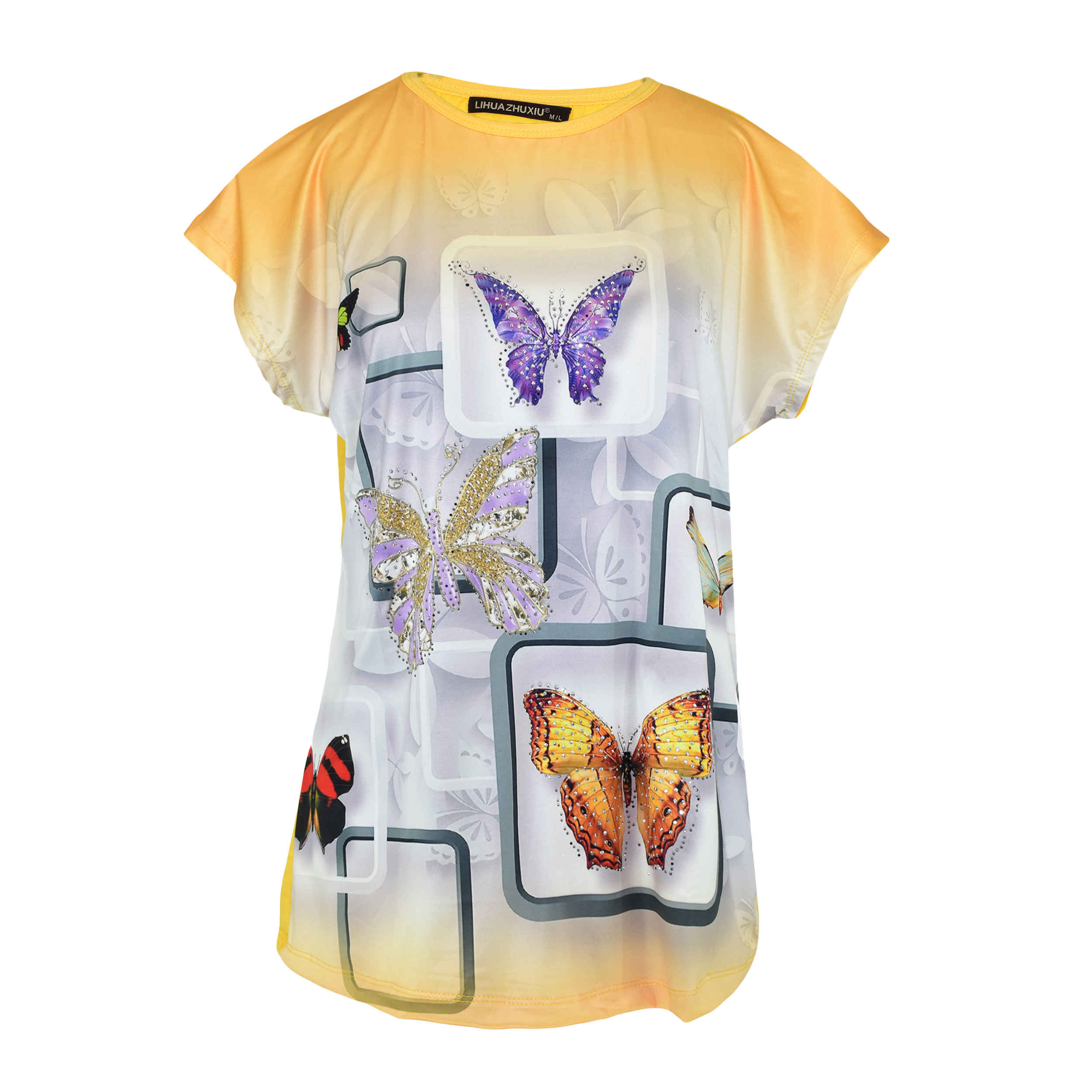Price and Buy Women’s Short Sleeve Cotton Shirt with Butterfly Design