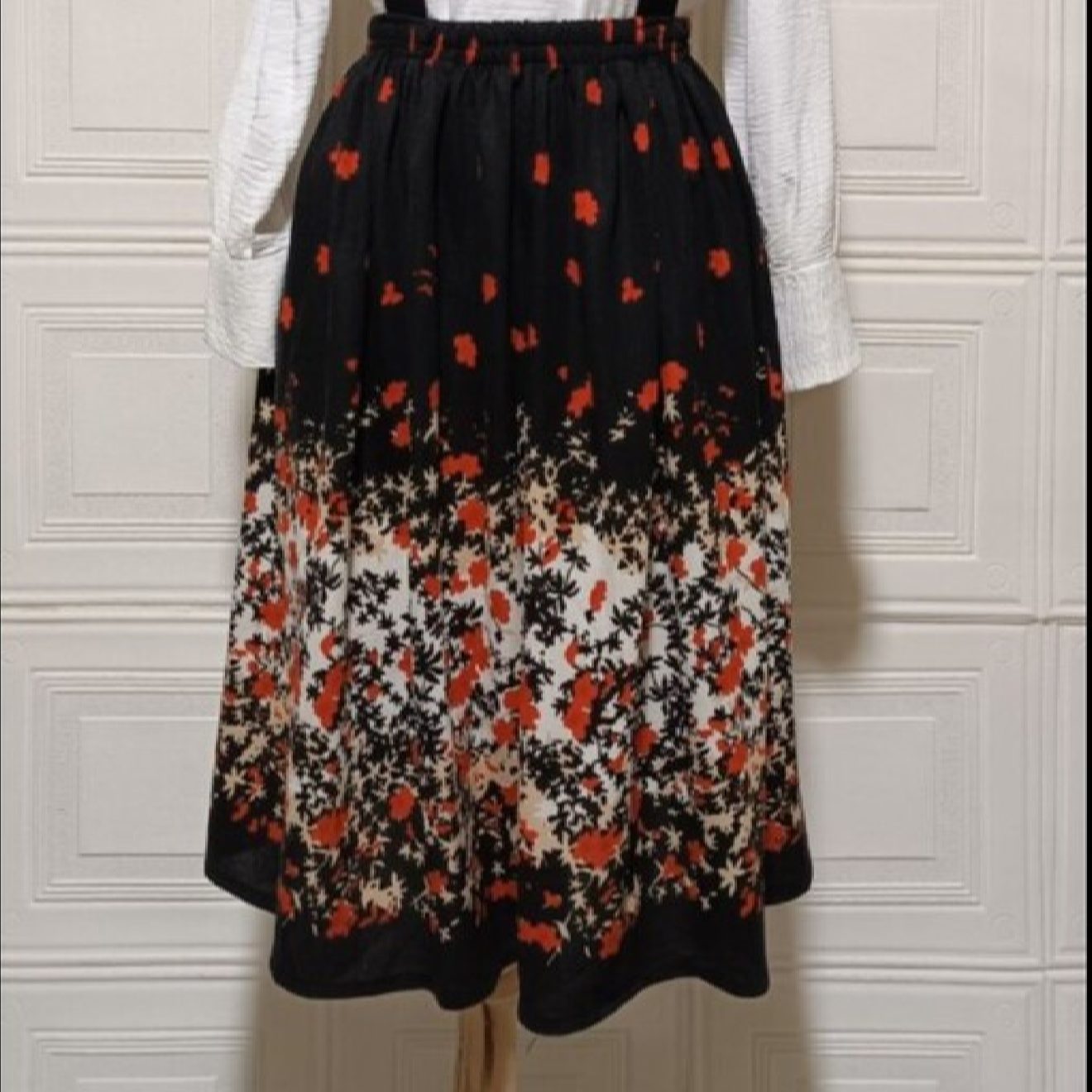 Price and Buy Women’s Skirt with Suspenders Floral Design Black - Image 3
