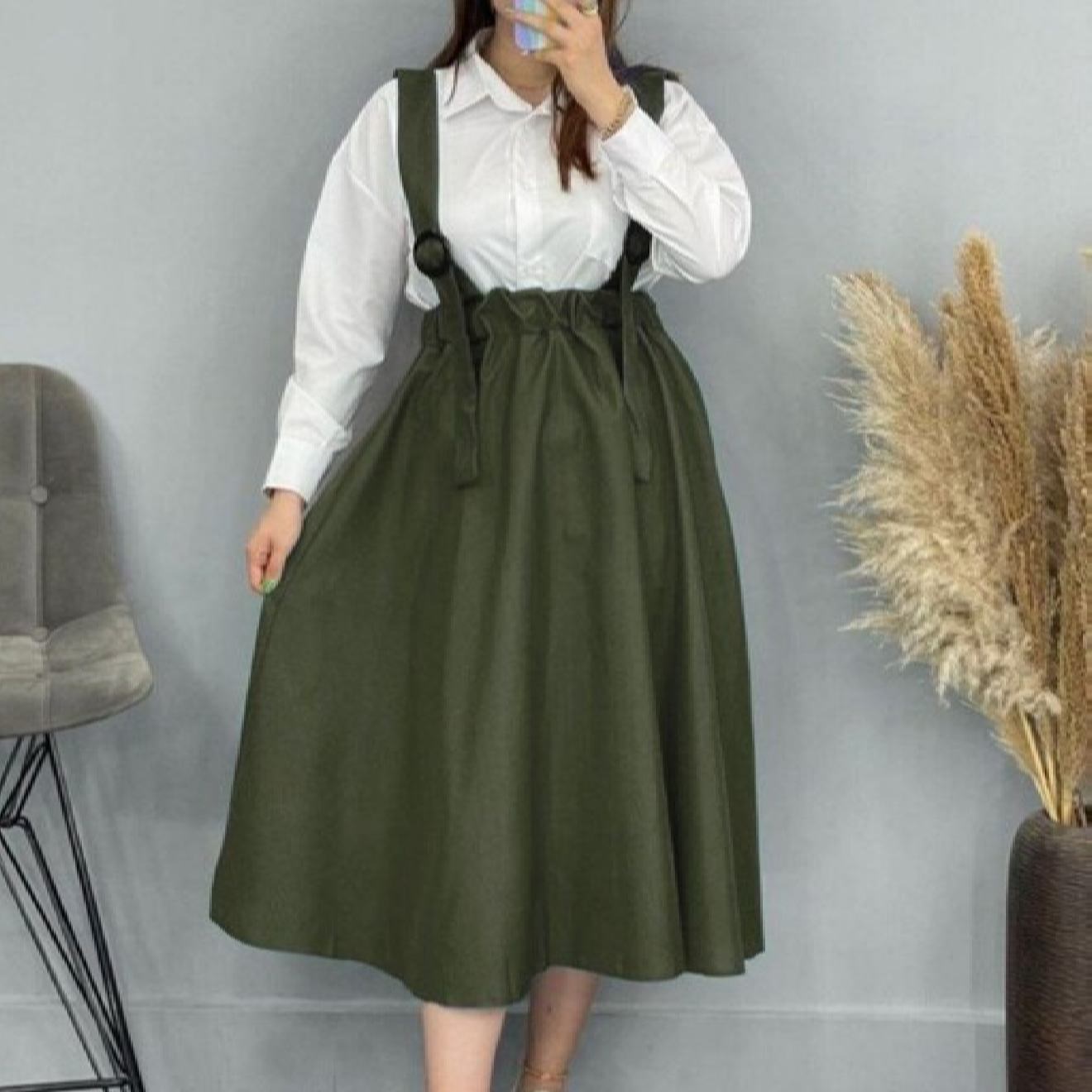 Price and Buy Women’s Skirt with Suspenders in Microfiber Purple - Image 3