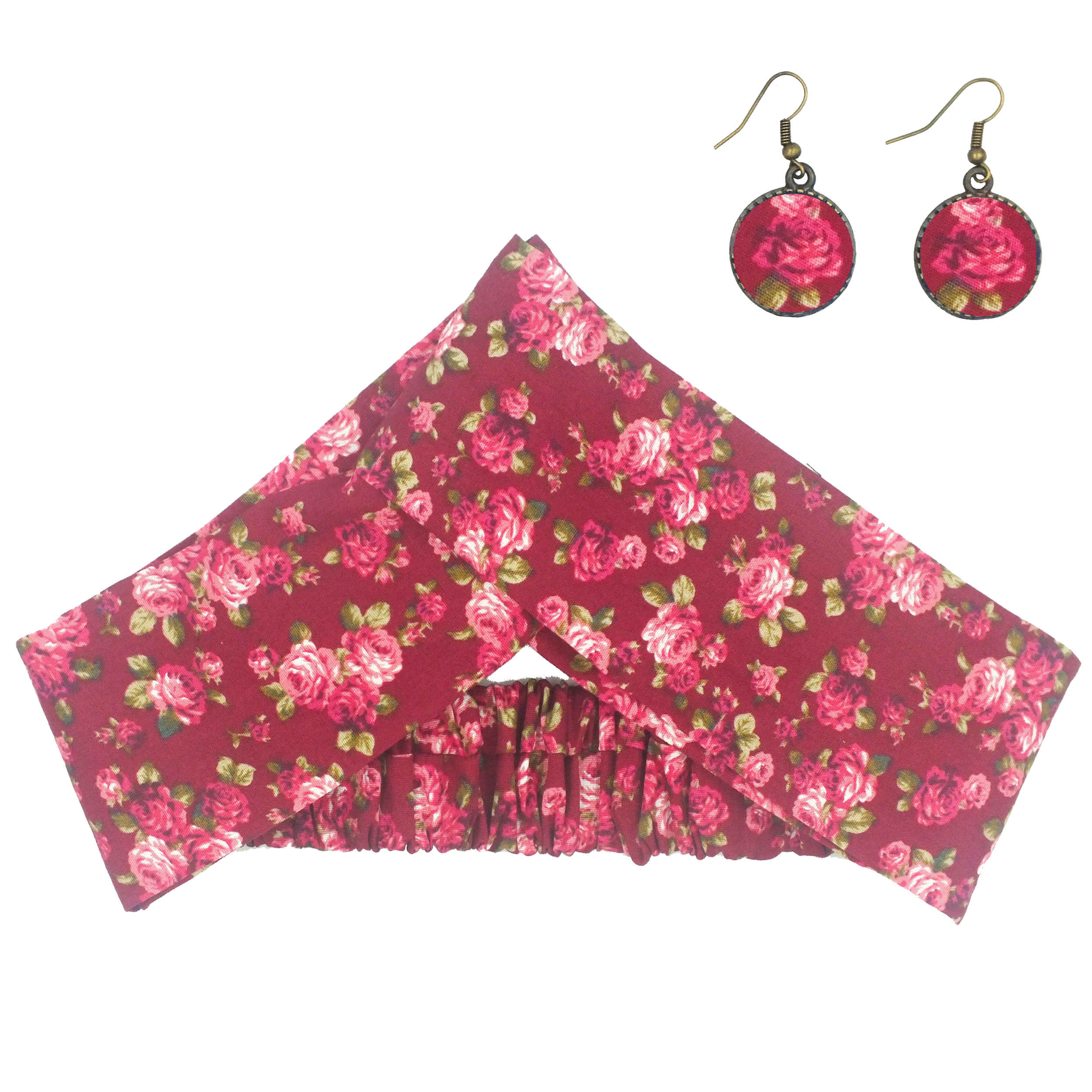 Price and Buy Women’s Twisted Cross Headband & Earrings Set Floral Red