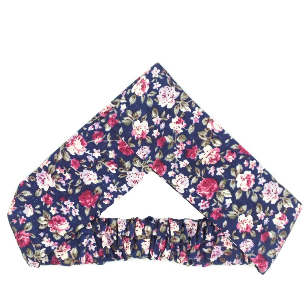 Price and Buy Women’s Twisted Headband & Earrings Set Floral Navy Blue with Pink Flowers - Image 3