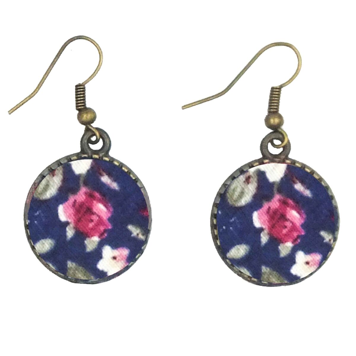 Price and Buy Women’s Twisted Headband & Earrings Set Floral Navy Blue with Pink Flowers - Image 4