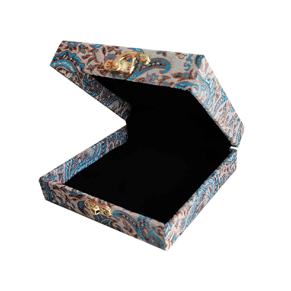 Price and Buy Wood and Fabric Jewelry Box Handcrafted with Persian-Inspired Paisley Pattern - Image 3