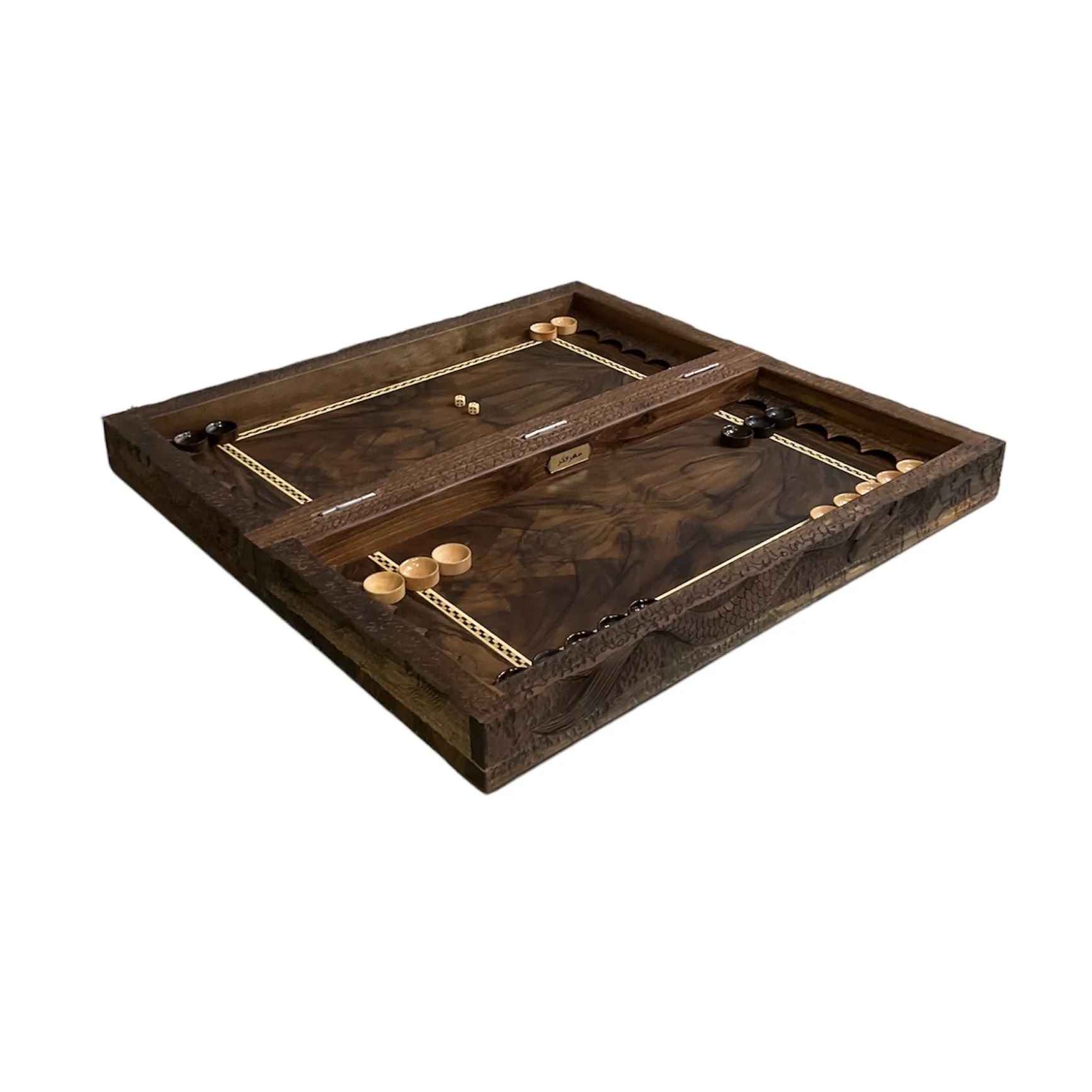 Price and Buy Wood Carved Backgammon Board Handcrafted Shahname Inspired Ashkbous - Image 4