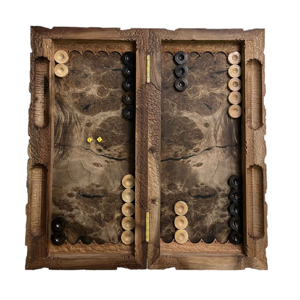 Price and Buy Wood Carved Backgammon Board Handcrafted Shahname Inspired Dragon - Image 4