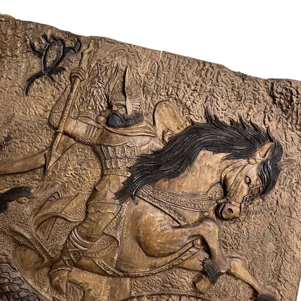 Price and Buy Wood Carved Backgammon Board Handcrafted Shahname Rostam Battle - Image 6