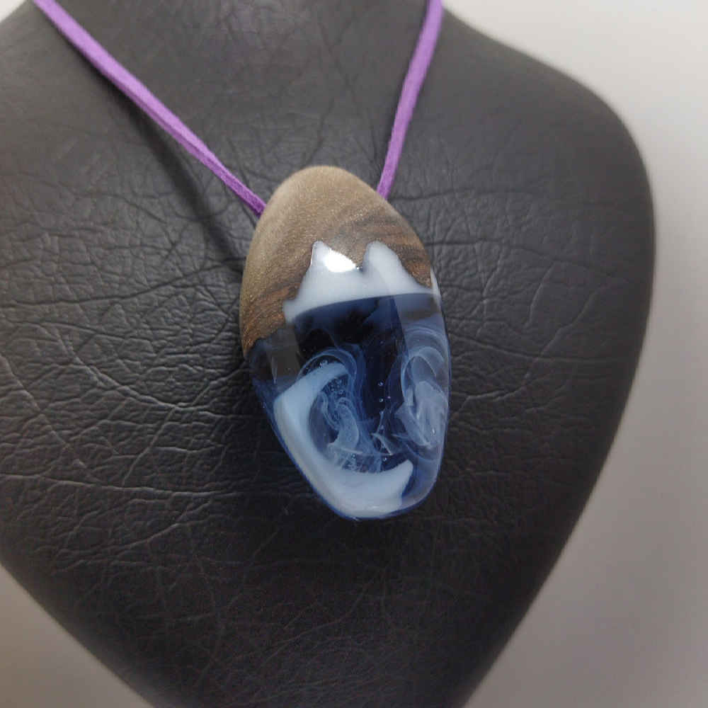 Price and Buy Wood & Resin Necklace Handcrafted Artistic Bold Style Cloud - Image 3