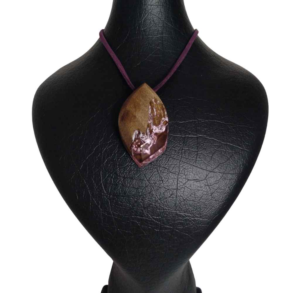 Price and Buy Wood & Resin Necklace Handcrafted Artistic Bold Style Mountain