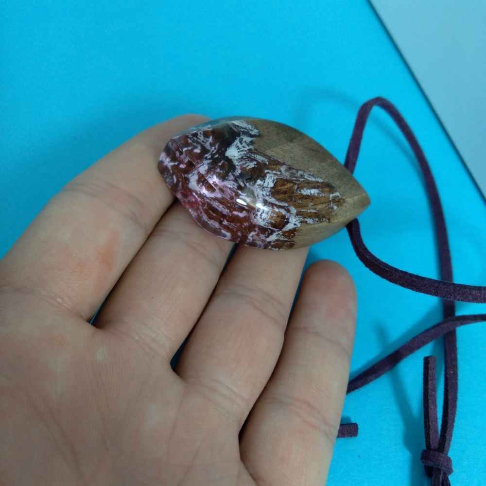 Price and Buy Wood & Resin Necklace Handcrafted Artistic Bold Style Mountain - Image 3