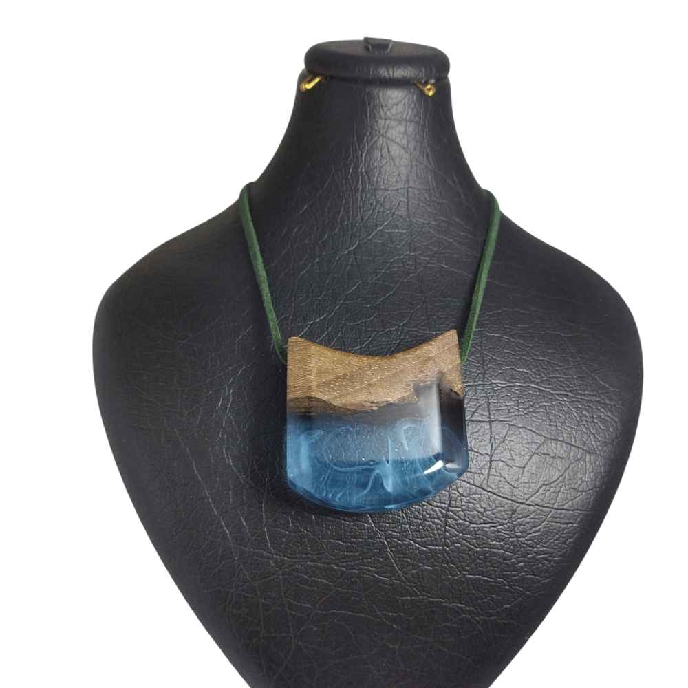Price and Buy Wood & Resin Necklace Handcrafted Artistic Bold Style Ocean
