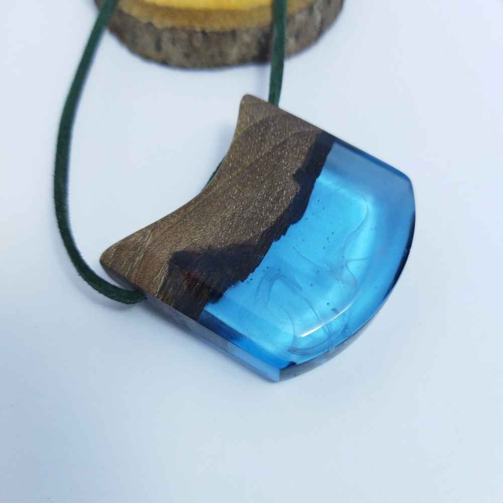 Price and Buy Wood & Resin Necklace Handcrafted Artistic Bold Style Ocean - Image 3