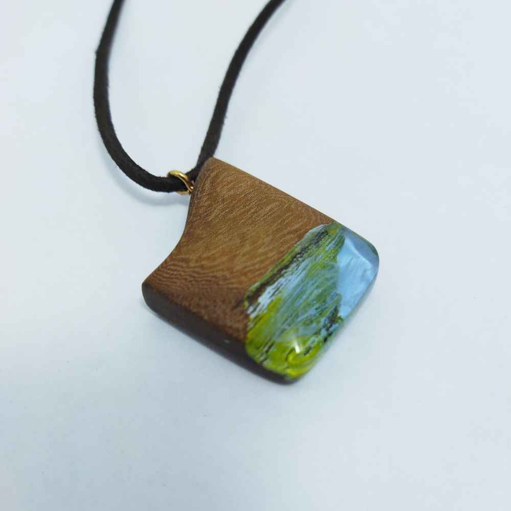 Price and Buy Wood & Resin Necklace Handcrafted Artistic Bold Style Rock - Image 3