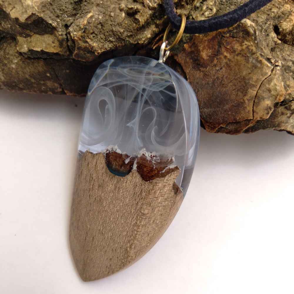 Price and Buy Wood & Resin Necklace Handcrafted Artistic Bold Style Sea - Image 3