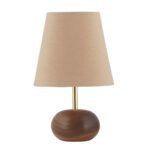 Price and Buy Wooden Accent Table Lamp With Fabric Shade in Cream
