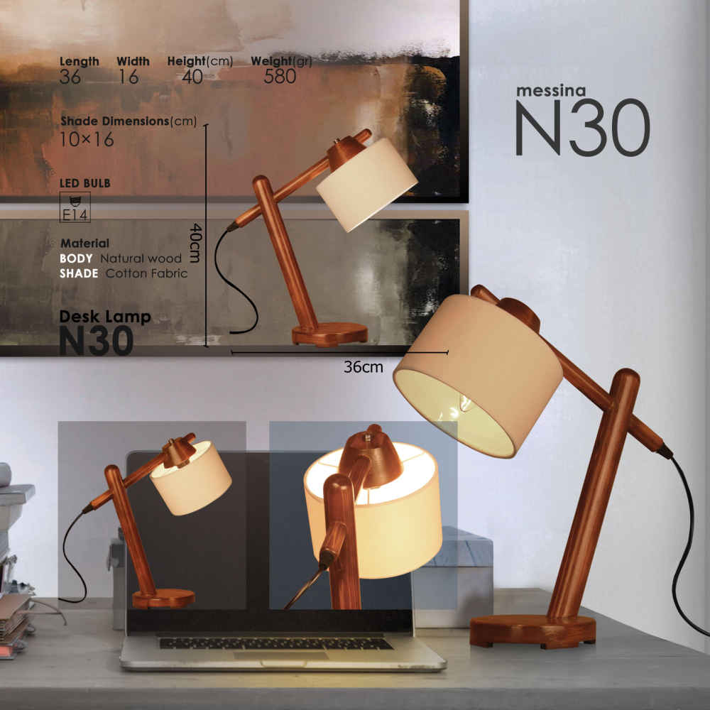 Price and Buy Wooden Adjustable Desk Lamp Handcrafted N30 - Image 3