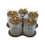 Price and Buy Wooden Canister Jar with Glass Deer Design – 5 Pieces - Image 6