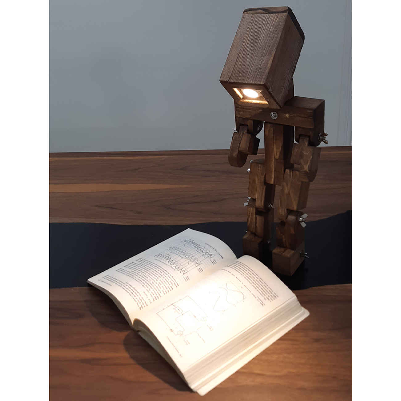 Price and Buy Wooden Desk Lamp Handcrafted and Adjustable Robolight Figurine - Image 3