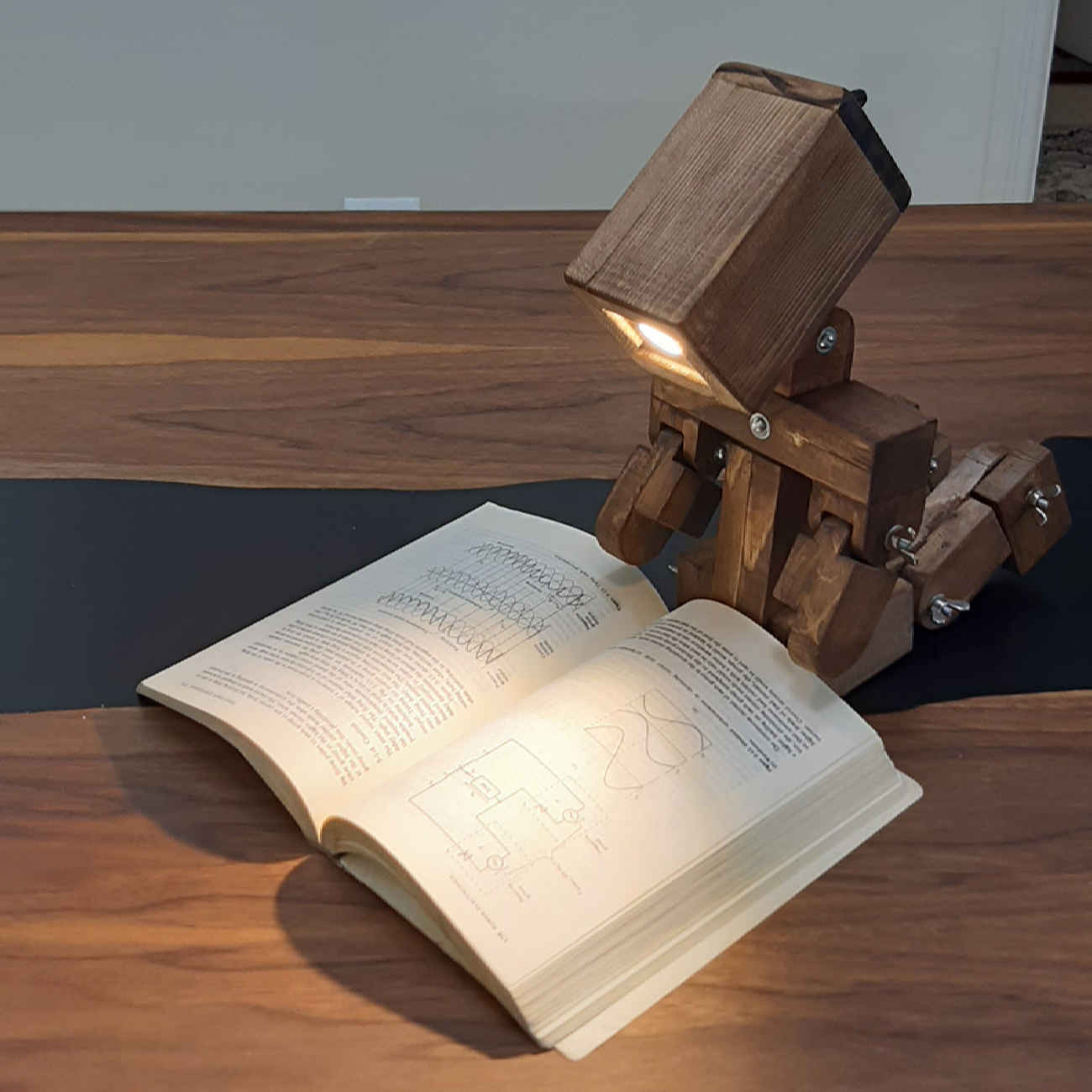 Price and Buy Wooden Desk Lamp Handcrafted and Adjustable Robolight Figurine - Image 4