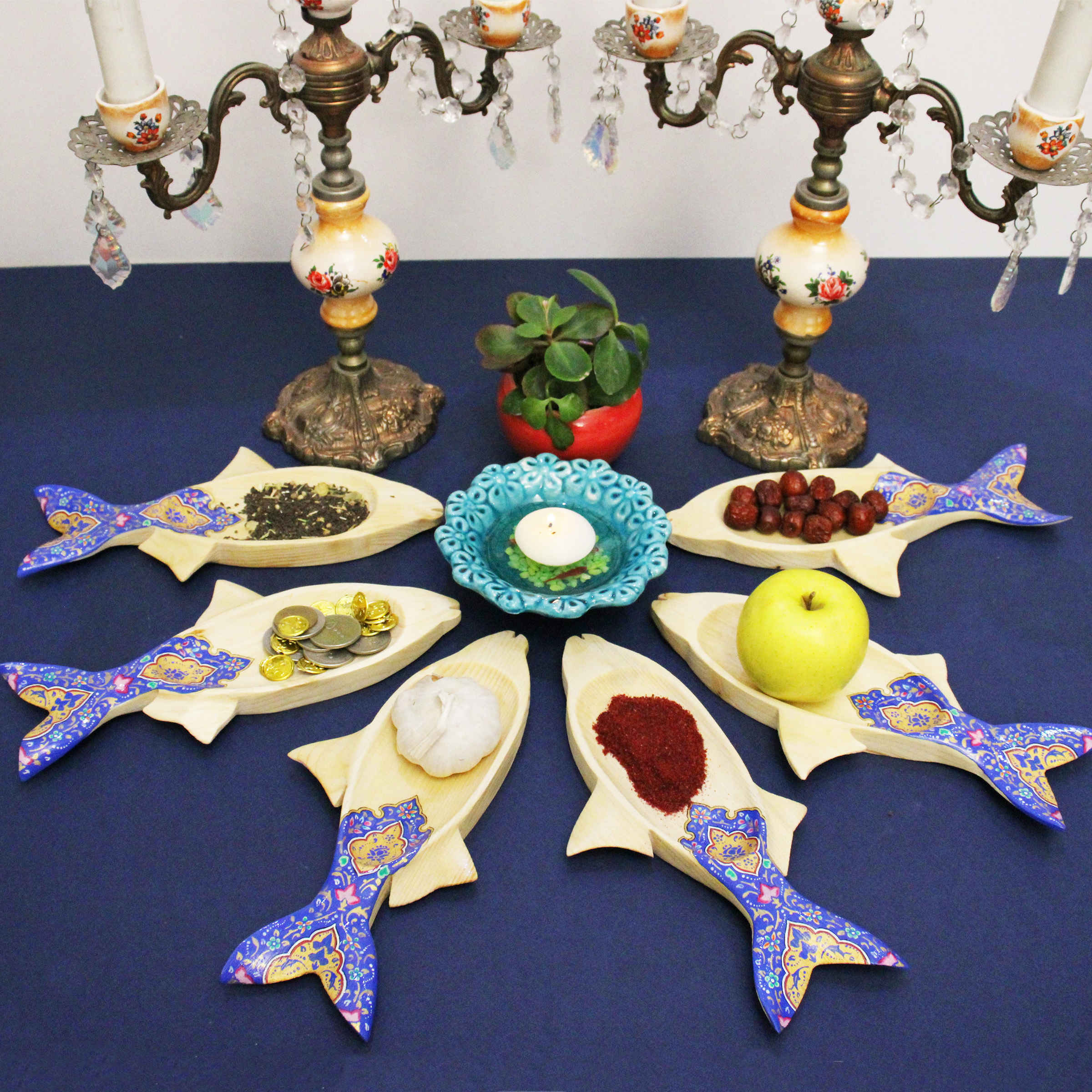 Price and Buy Wooden Haft Seen Set for Nowruz Traditional Fish Design - Image 5