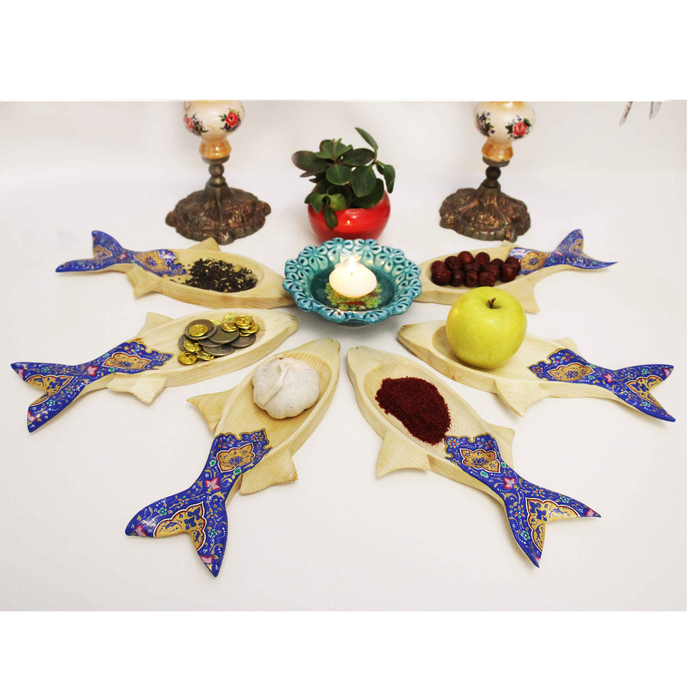 Price and Buy Wooden Haft Seen Set for Nowruz Traditional Fish Design - Image 6