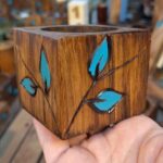 Price and Buy Wooden Haftseen Set Dishes with Mirror suitable for Nowruz Blue Leaf - Image 3