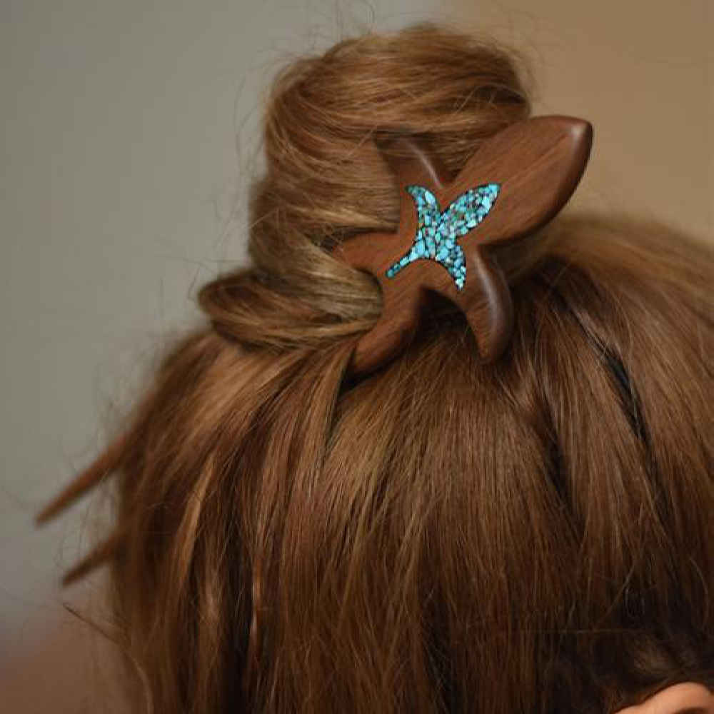 Price and Buy Wooden Hair Fork Handcrafted Matter Lotus Flower Design Large