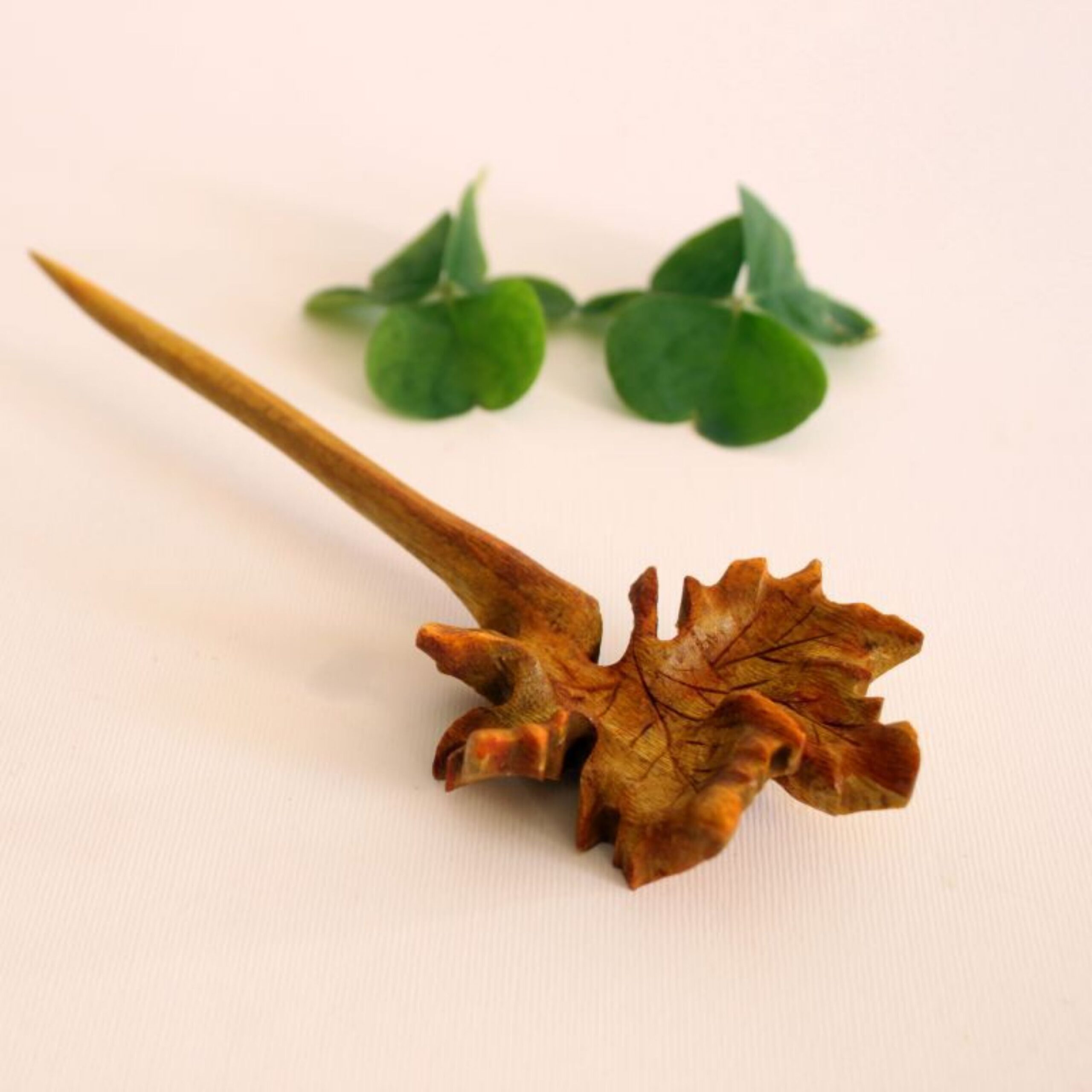 Price and Buy Wooden Hair Stick for Women Handcrafted with Oak Leaf Design
