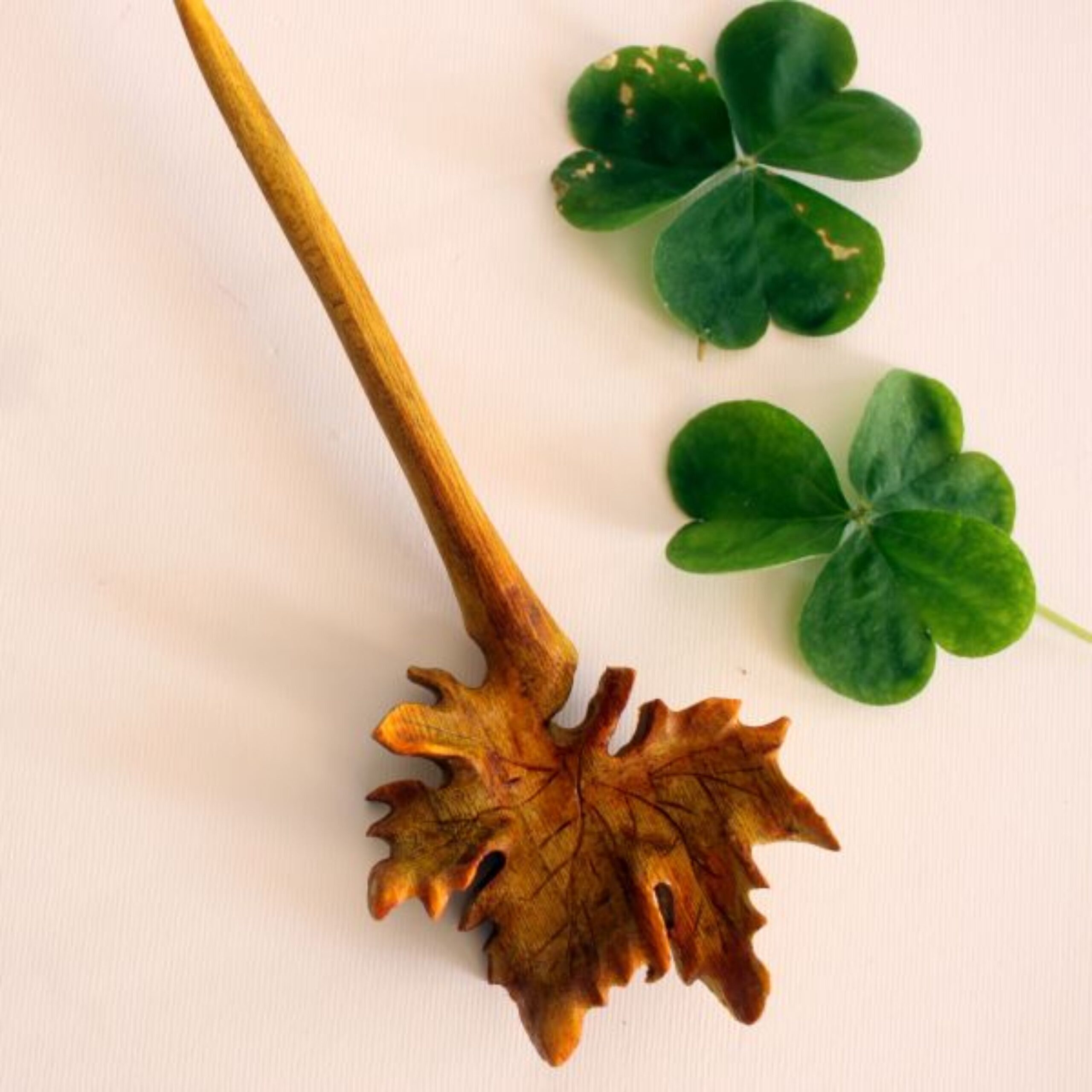 Price and Buy Wooden Hair Stick for Women Handcrafted with Oak Leaf Design - Image 4