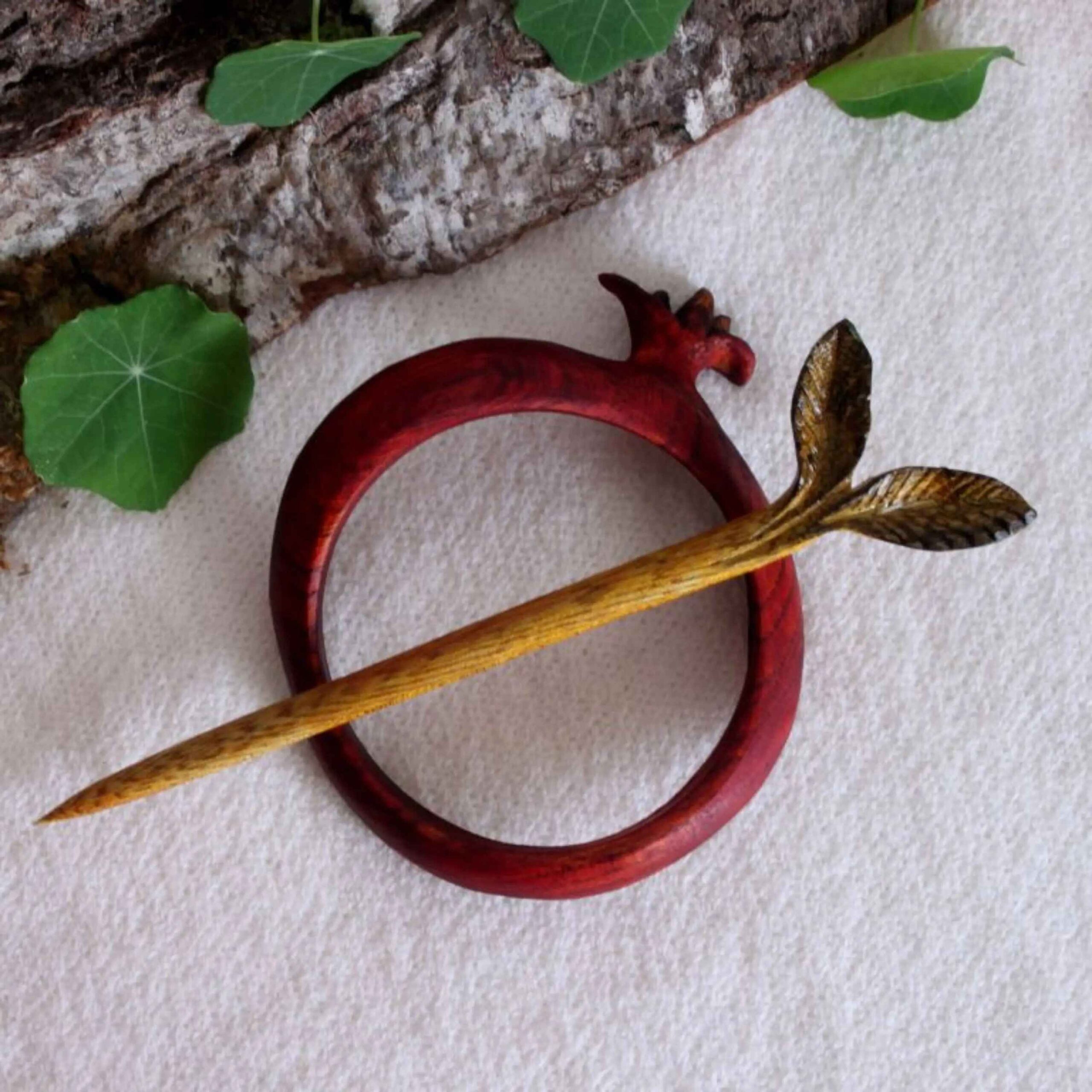 Price and Buy Wooden Hair Stick Hand Carved with Pomegranate Design - Image 3