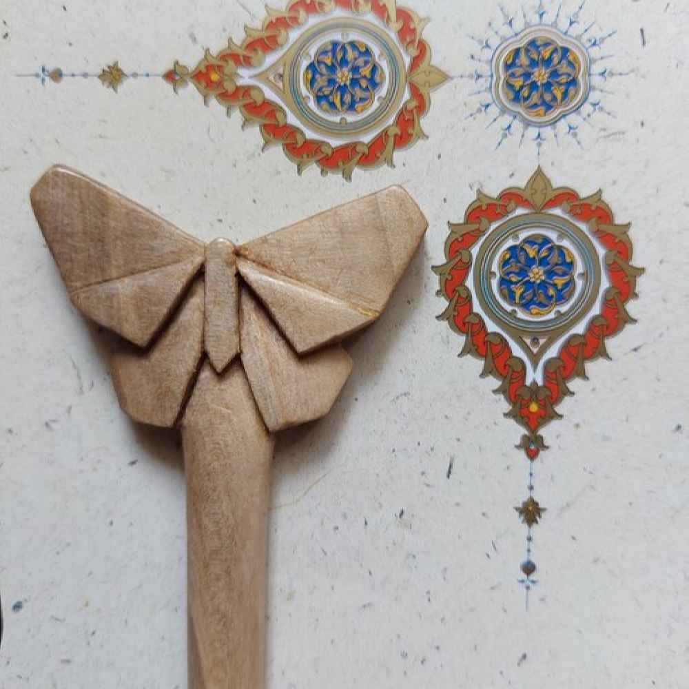 Price and Buy Wooden Hair Stick Handcrafted Matter Butterfly Design Large Size - Image 3