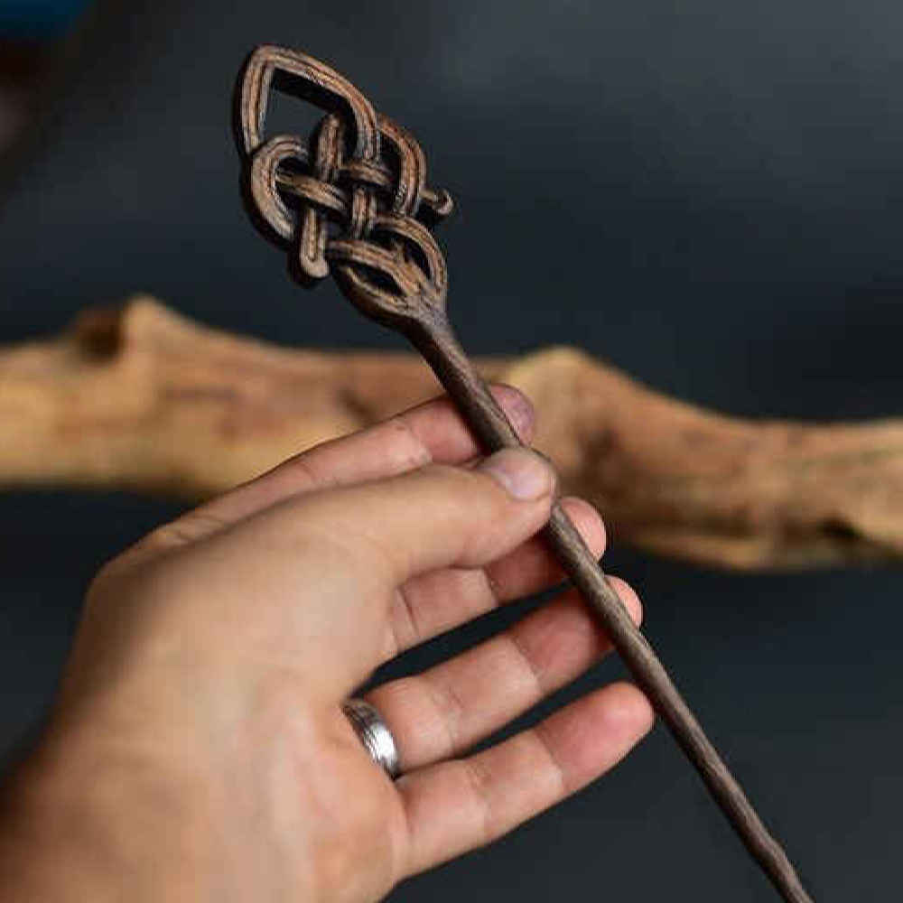 Price and Buy Wooden Hair Stick Handcrafted Matter Celtic Large Size Saghar - Image 3