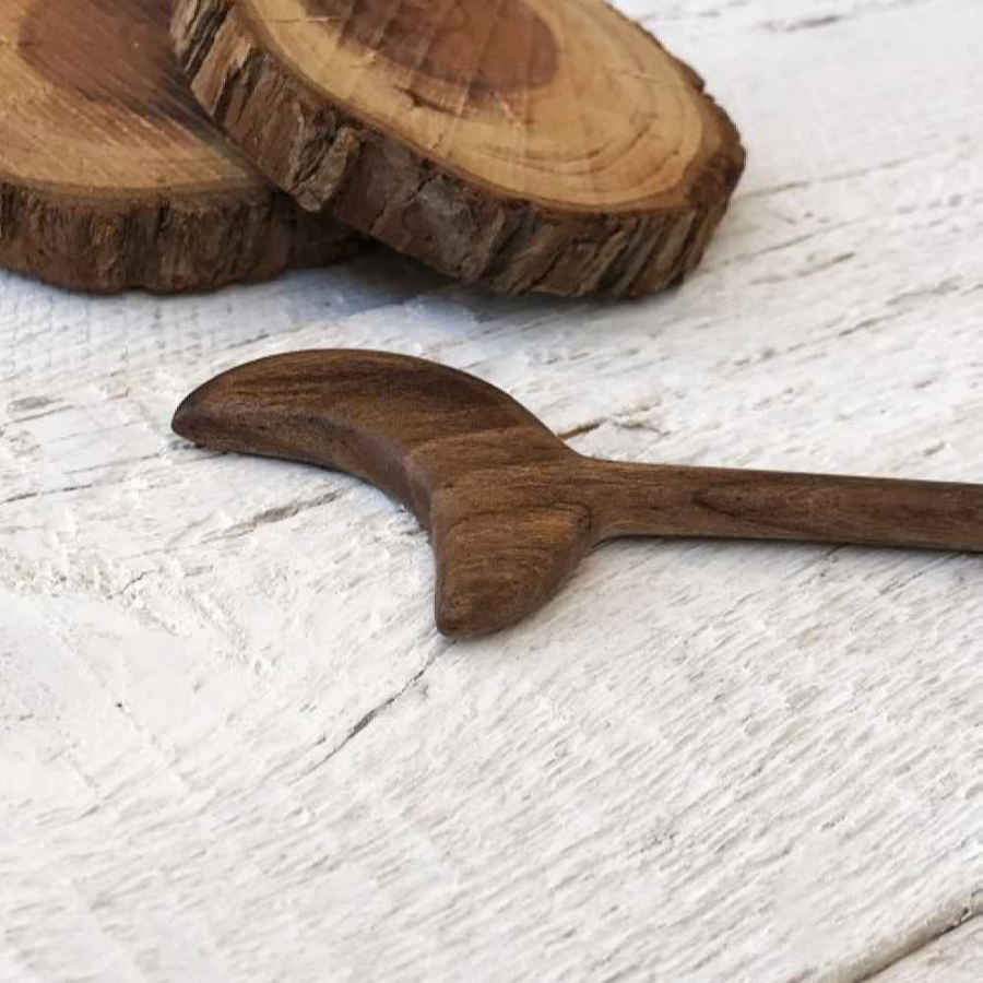 Price and Buy Wooden Hair Stick Handcrafted Matter Moon Design Large Size - Image 3