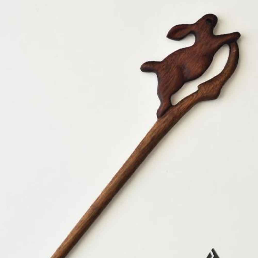 Price and Buy Wooden Hair Stick Handcrafted Matter Rabbit Design Large Size - Image 3
