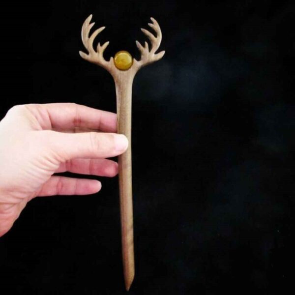 Price and Buy Wooden Hair Stick Handcrafted with Horn Design & Agate Stone_68fe40d1320c0.jpeg Price and Buy Wooden Hair Stick Handcrafted with Horn Design & Agate Stone