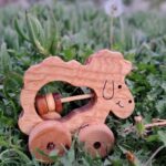 Price and Buy Wooden Lamb Baby Rattle – Oak Wood, Plant-Oil Finish with Movable Wheels - Image 3
