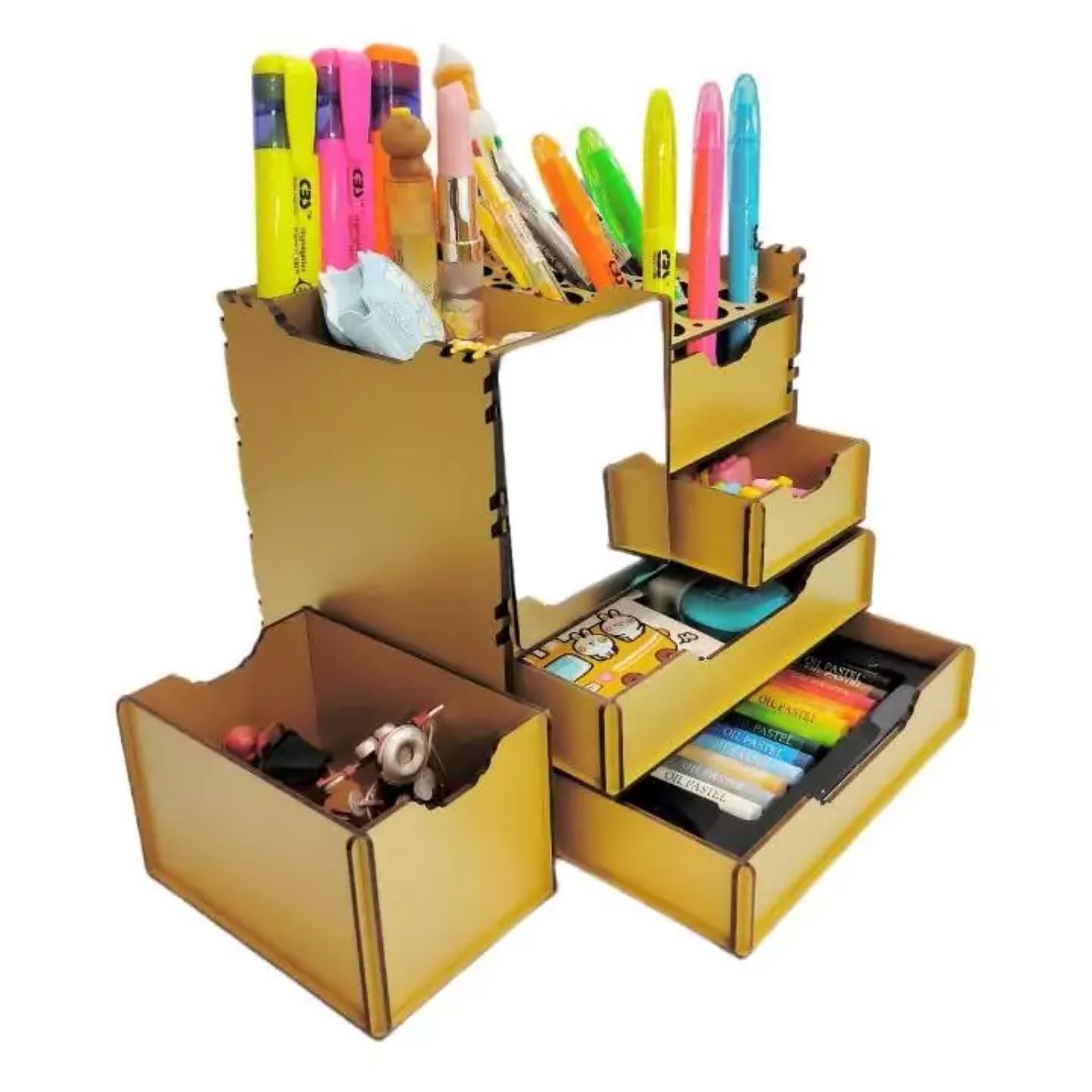 Price and Buy Wooden Makeup and Stationery Stand. Features 4 drawers (one hidden drawer) - Image 3