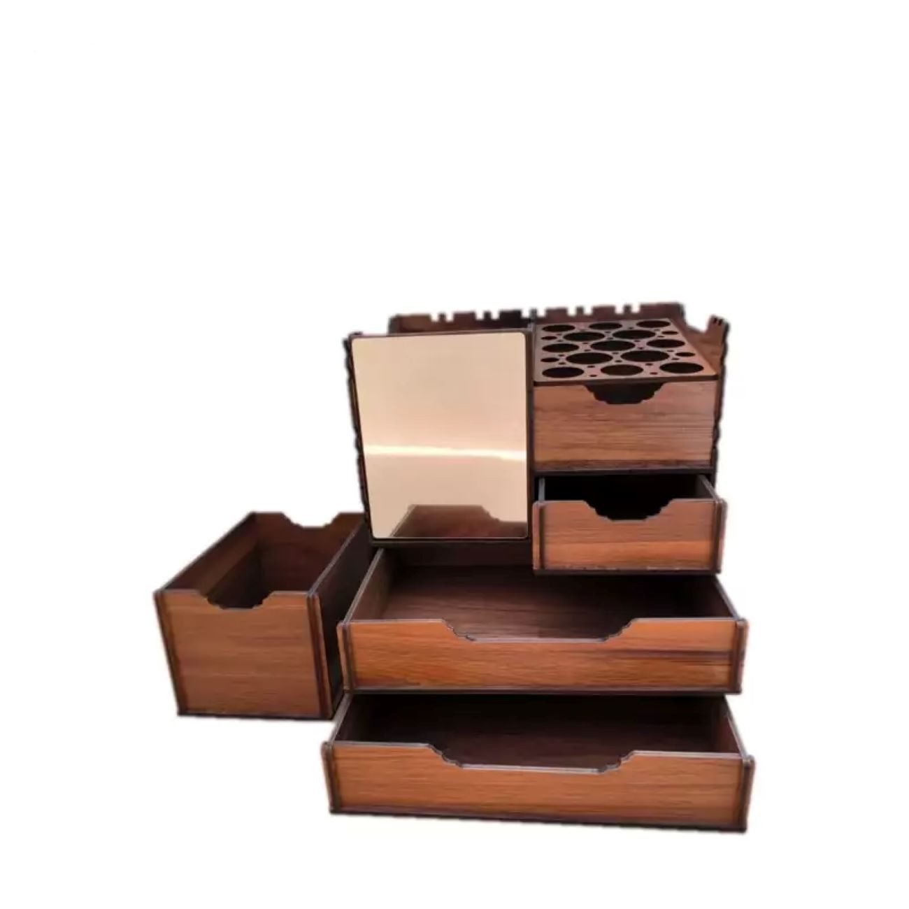 Price and Buy Wooden Makeup and Stationery Stand. Features 4 drawers (one hidden drawer) - Image 4