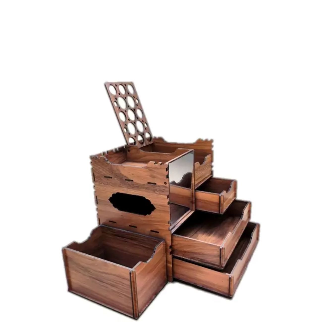 Price and Buy Wooden Makeup and Stationery Stand. Features 4 drawers (one hidden drawer) - Image 5