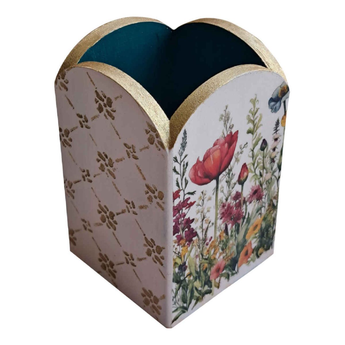 Price and Buy Wooden Makeup Brush Holder Handcrafted with Floral Design